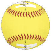 Balle De Softball Monogramme jaune Nom (Dos)
