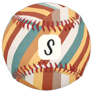 Balle De Softball Monogramme personnalisé les années 70 rétro