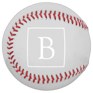 Balle De Softball Monogramme simple gris clair