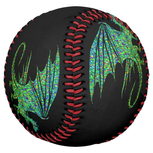 Balle De Softball Mosaïque de dragon vert incroyable (Incliné)