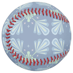 Balle De Softball Motif Abstrait Floral Bleu