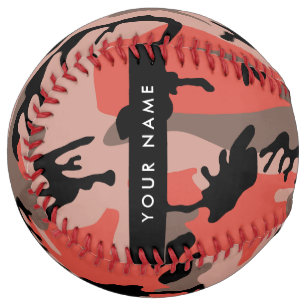 Balle De Softball Motif camouflage rouge et marron Personnalisez vot
