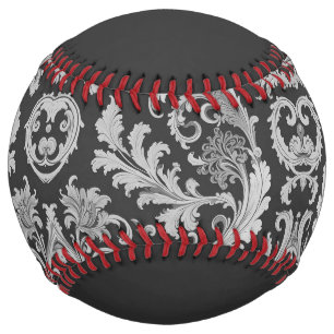 Balle De Softball Motif d'antiquités Monochrome Fleur