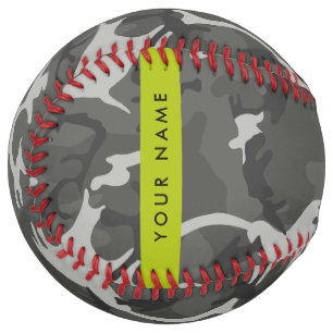 Balle De Softball Motif de camouflage gris, Votre nom, Personnaliser