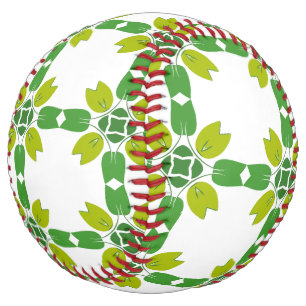 Balle De Softball Motif de feuille, motif de feuilles, feuilles vert