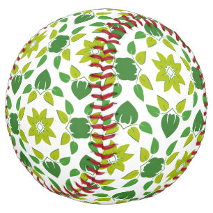 Balle De Softball Motif de feuille, motif de feuilles, feuilles vert