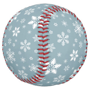 Balle De Softball Motif de flocon de neige, flocons blancs, neige, g