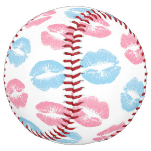 Balle De Softball Motif de lèvres bleues et roses, Lipstick, Baiser