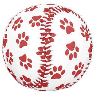 Balle De Softball Motif De Pâtes, Patrouilles De Chiens, Paws Rouges