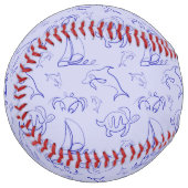 Balle De Softball Motif d'une ligne d'animal marin et voilier (Devant gauche)