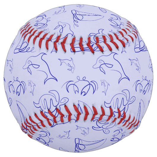 Balle De Softball Motif d'une ligne d'animal marin et voilier (Devant)