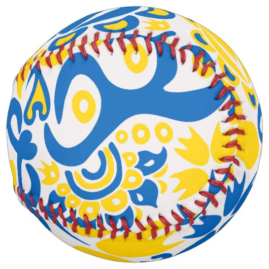 Balle De Softball Motif folklorique aux couleurs du drapeau ukrainie (Dos gauche)