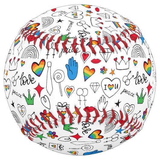Balle De Softball motif gay pride Doodle (Devant)