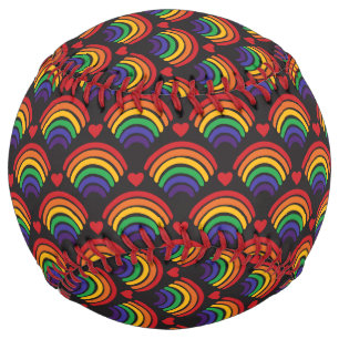 Balle De Softball Motif Heart & Rainbows