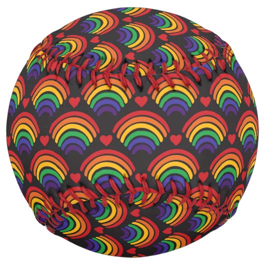 Balle De Softball Motif Heart & Rainbows (Devant)