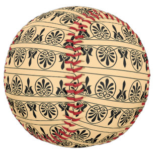 Balle De Softball Motif méditerranéen grec Arabesque Brown