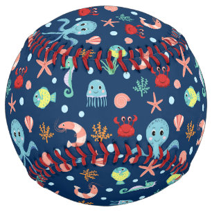 Balle De Softball Motif mignon de vie marine de l'océan