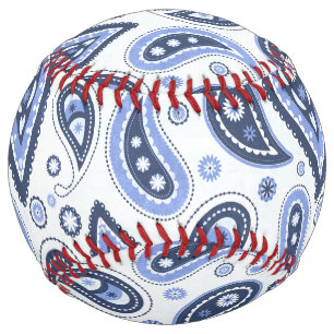 Balle De Softball Motif Paisley Bleu
