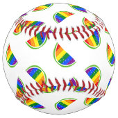 Balle De Softball Motif Rainbow Watermelon (Dos)