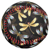Balle De Softball Motif sans couture avec libellules d'or (Devant gauche)