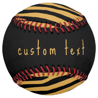 Balle De Softball motif STRIPE POSTER DE ANIMAL RETRO OR & NOIR des