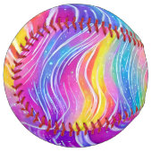 Balle De Softball Motif Tourbillonnant de couleur vive (Devant gauche)