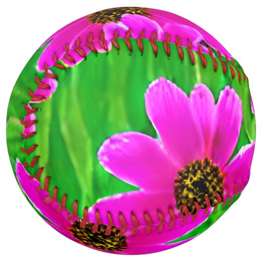 Balle De Softball Motif vert et rose vif (Devant gauche)