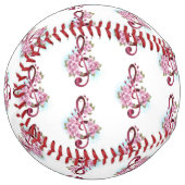 Balle De Softball Musical treble clef notes with sakura flowers (Devant gauche)