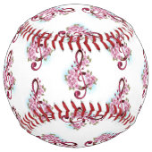 Balle De Softball Musical treble clef notes with sakura flowers (Dos)