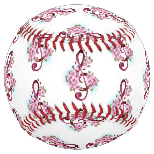 Balle De Softball Musical treble clef notes with sakura flowers
