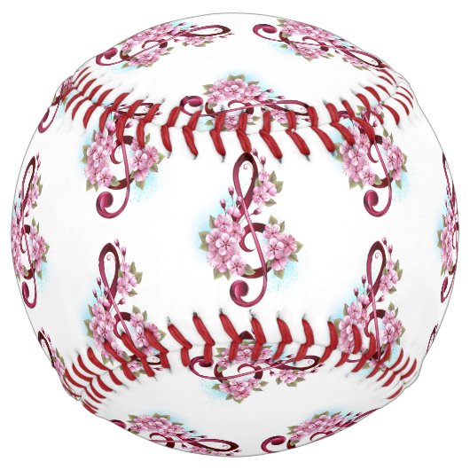 Balle De Softball Musical treble clef notes with sakura flowers (Devant)