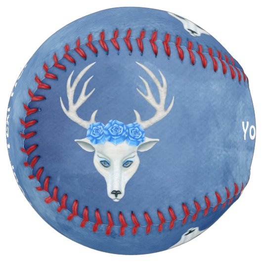 Balle De Softball Mystic White Deer Head Big Antlers Rose Blue (Devant gauche)