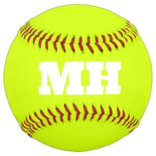 Balle De Softball Neon Jaune Élégant Couleur Initiale Monogramme bri