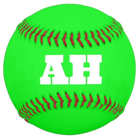 Balle De Softball Néon Vert Élégant Couleur Initiale Monogramme bril (Devant)