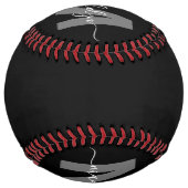 Balle De Softball Noir Blanc Monogramme Nom (Dos)