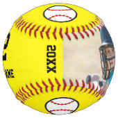 Balle De Softball Nom de l'équipe personnalisée Numéro Date Photo So (Devant)