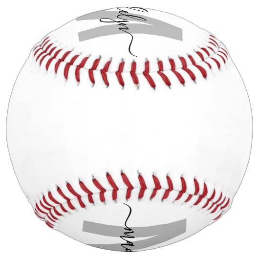 Balle De Softball Nom du monogramme blanc noir (Dos)