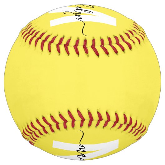 Balle De Softball Nom du monogramme jaune (Dos)