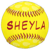 Balle De Softball Nom du Motif du Coeur Jaune mignon (Dos)