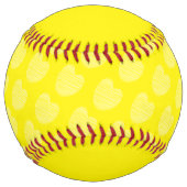 Balle De Softball Nom du Motif du Coeur Jaune mignon (Devant)