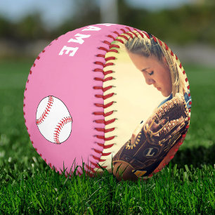 Balle De Softball Nom Numéro Photo Équipe Rose Personnalisée Joueur
