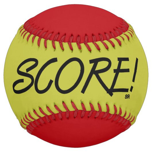 Balle De Softball Noter or et rouge softball (Devant)