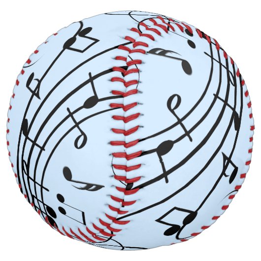 Balle De Softball Notes de musique fantaisie Bleu (Incliné)