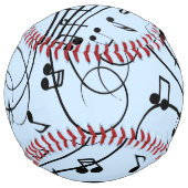 Balle De Softball Notes de musique fantaisie Bleu (Devant)