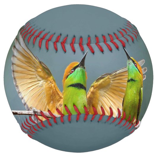Balle De Softball Oiseaux verts s'éternisent dans les arbres Photogr (Devant)