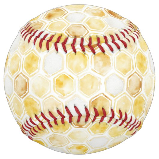 Balle De Softball Or Jaune Blanc Nid d'Abeille (Devant)