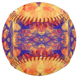 Balle De Softball ORANGE FUMÉE - Art Fractal - Softball