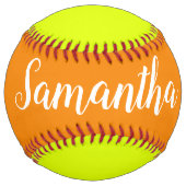 Balle De Softball orange vif & jaune -ajouter le nom (Devant)