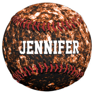 Balle De Softball Paillettes de bronze foncé scintillent Votre nom É