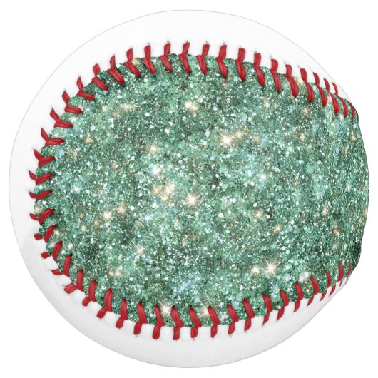 Balle De Softball Paillettes Vertes Or Blanches (Devant gauche)